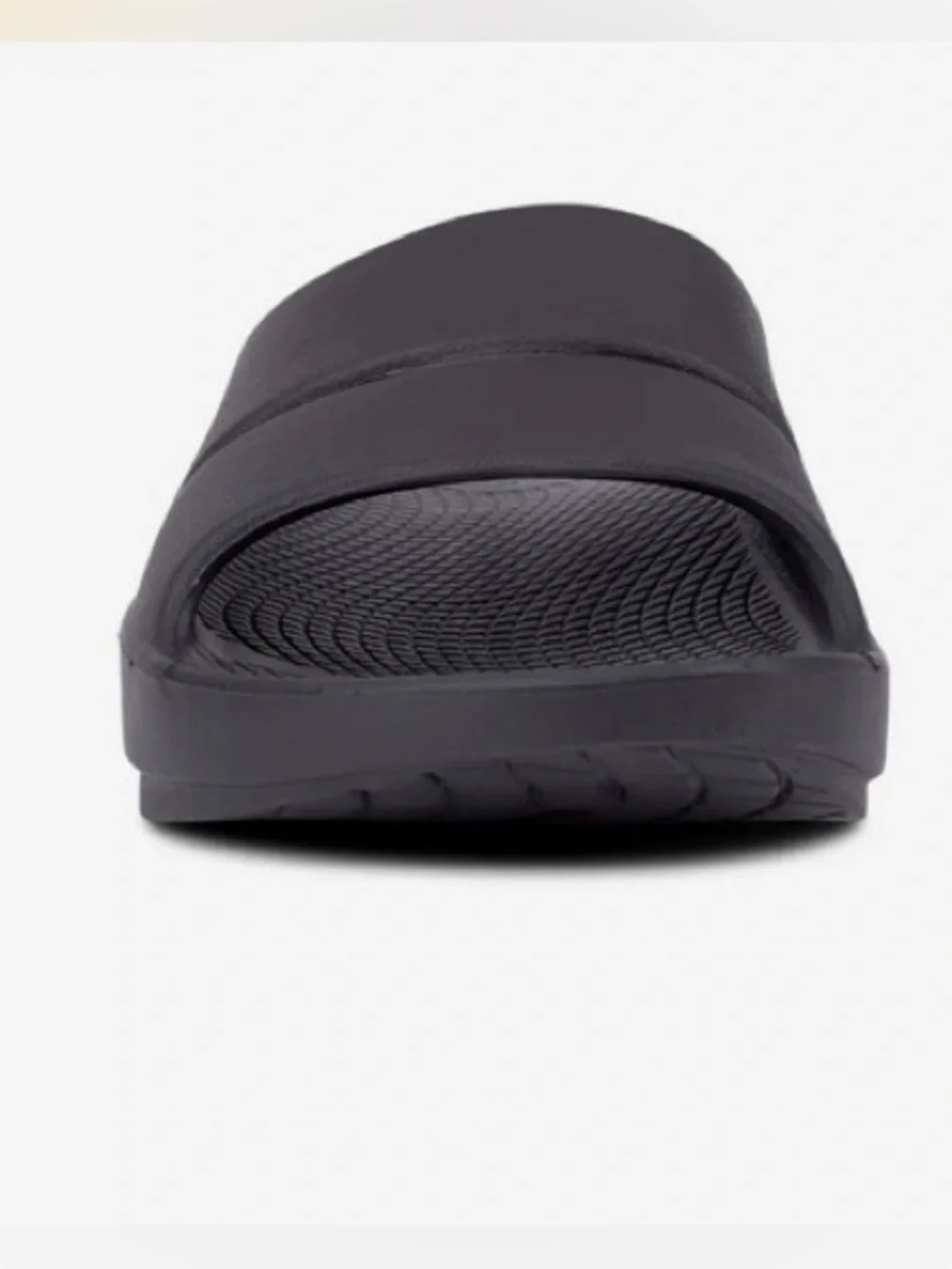 FITS 8 runs big OOFOS Women's Slide Sandal in black - Picture 2 of 5